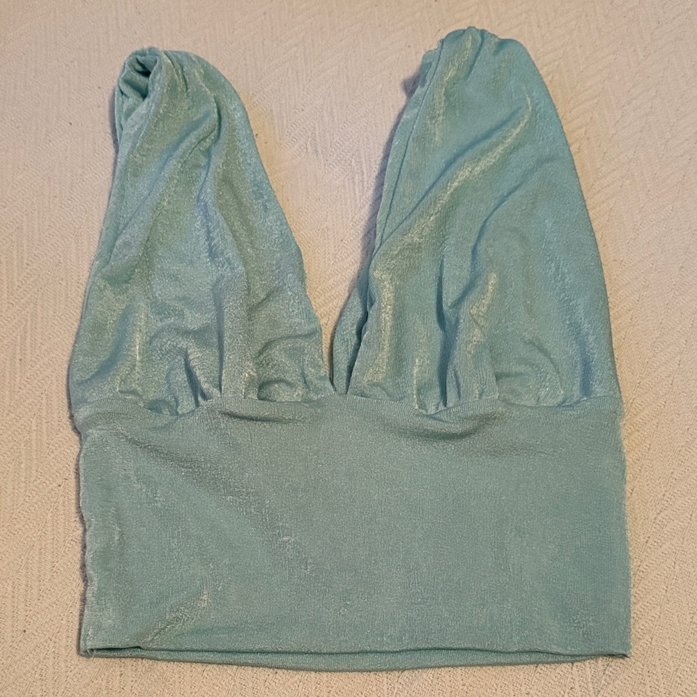 Shimmery Light Blue Crop Top
